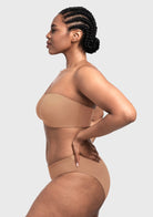 Fiery Unlined Seamless Comfort Underwire Plus Size Bandeau Strapless Coffee Bra - HSIA