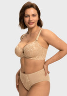 HSIA Petalia Plus Size Seamless Lace Underwire Balconette Demi No Padded Bra with High Elastic Fabric Delicate Lace Trim Cutout & Adjustable Straps - HSIA