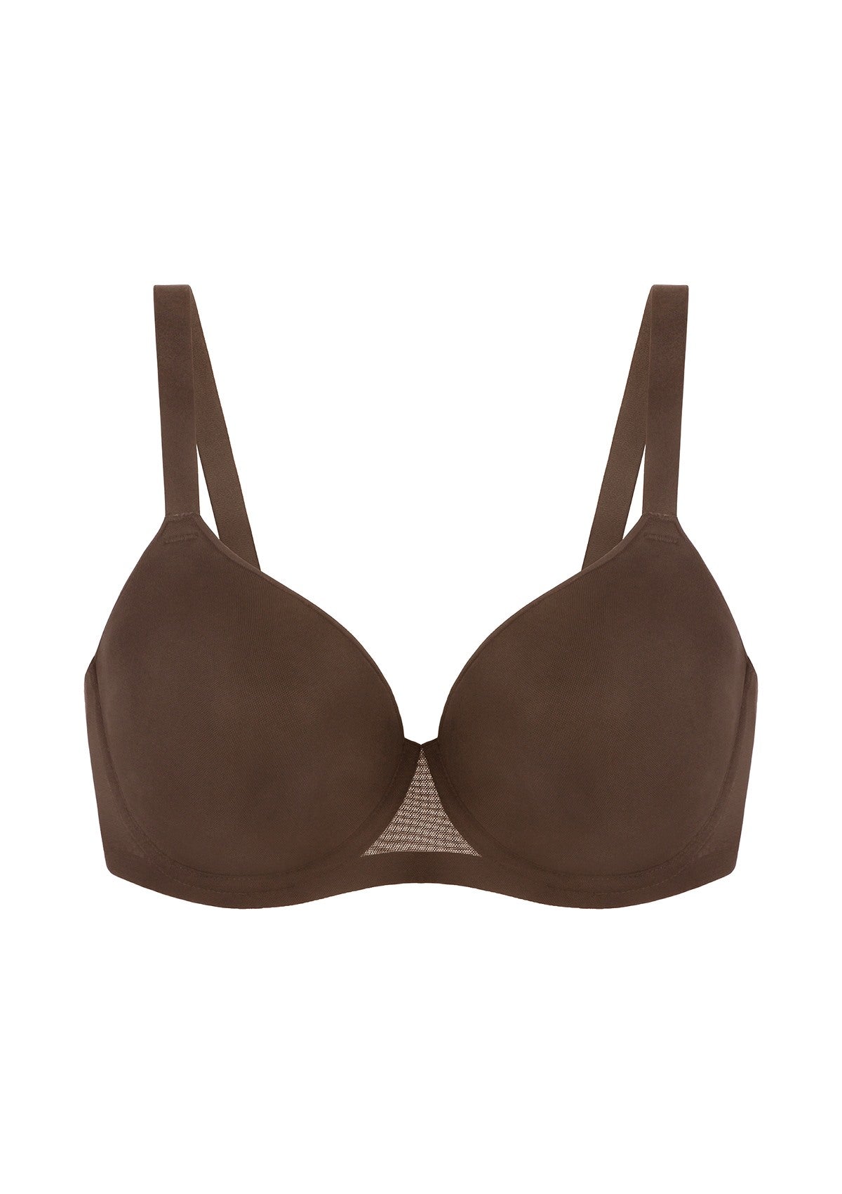 AirMesh Dark Beige Full Coverage Smooth Mesh Lightly Padded Lined Underwire T-Shirt Bra - HSIA