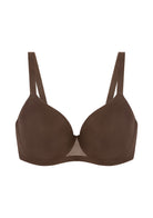 AirMesh Dark Beige Full Coverage Smooth Mesh Lightly Padded Lined Underwire T-Shirt Bra - HSIA