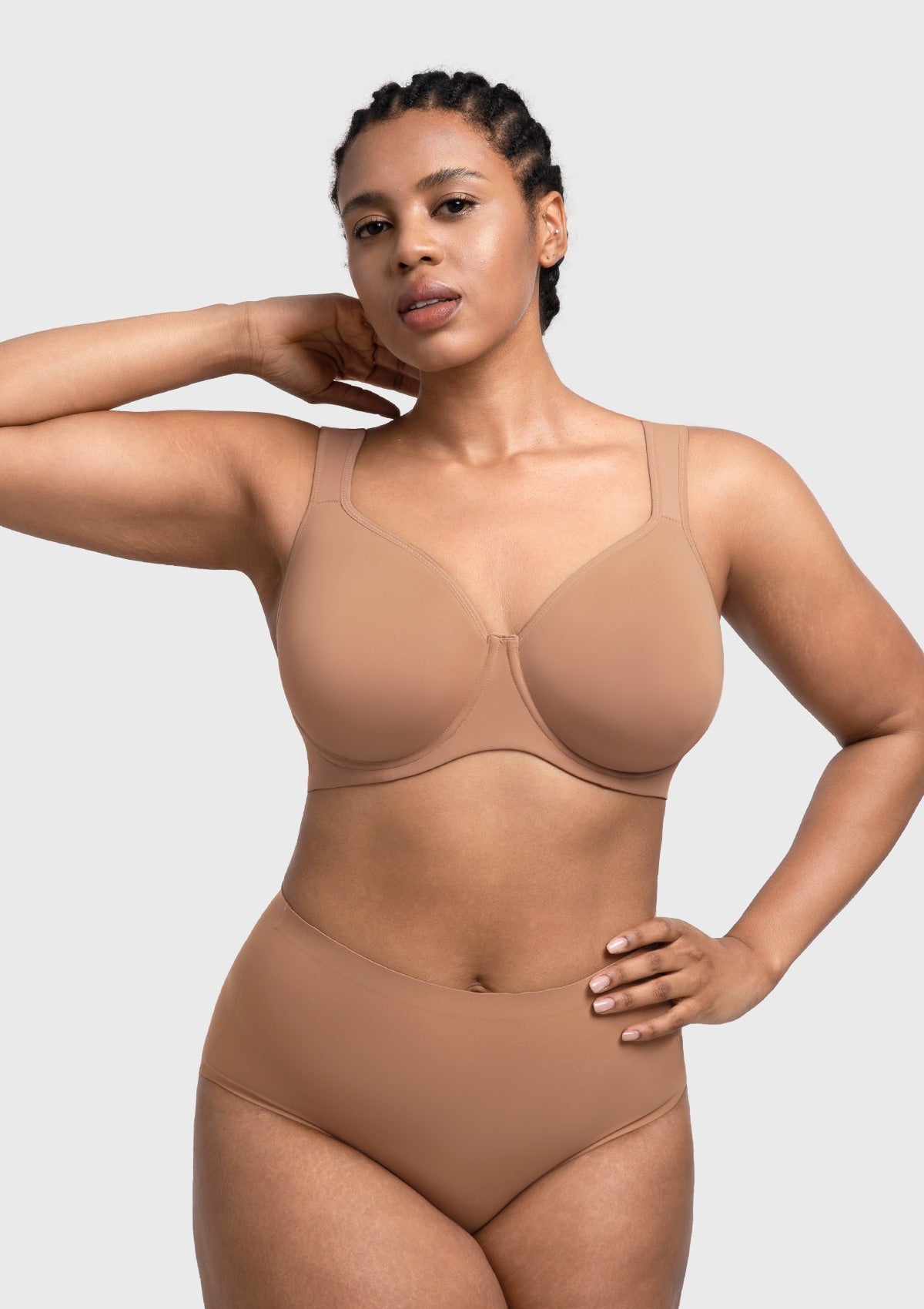 (Cardi B recommends)Joan Ultimate Soft Dark Beige T-shirt Unlined Minimizer Bra - HSIA