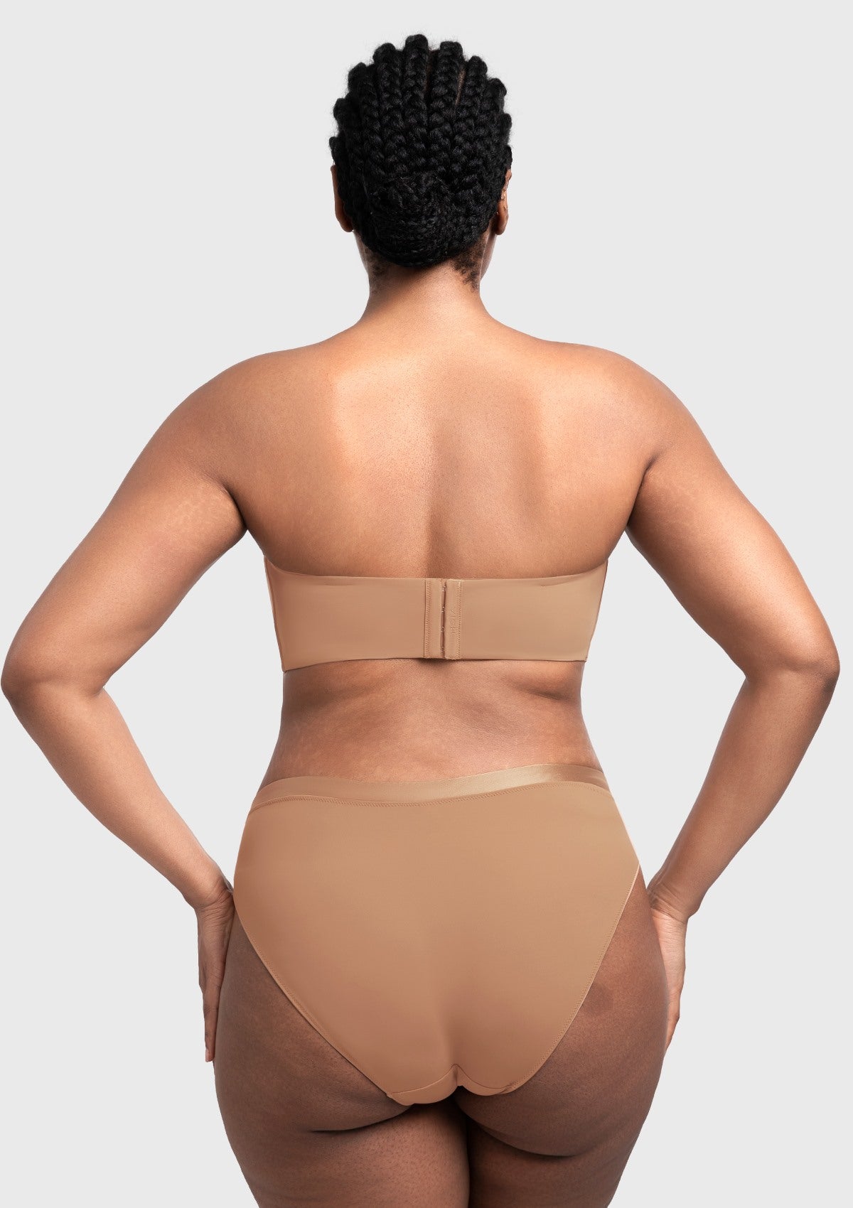 Fiery Unlined Seamless Comfort Underwire Plus Size Bandeau Strapless Coffee Bra - HSIA