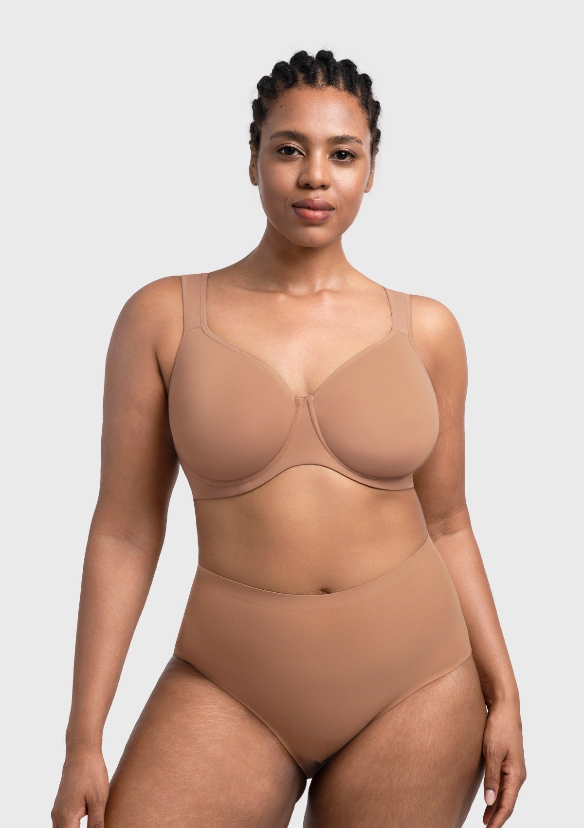 (Cardi B recommends)Joan Ultimate Soft Dark Beige T-shirt Unlined Minimizer Bra - HSIA