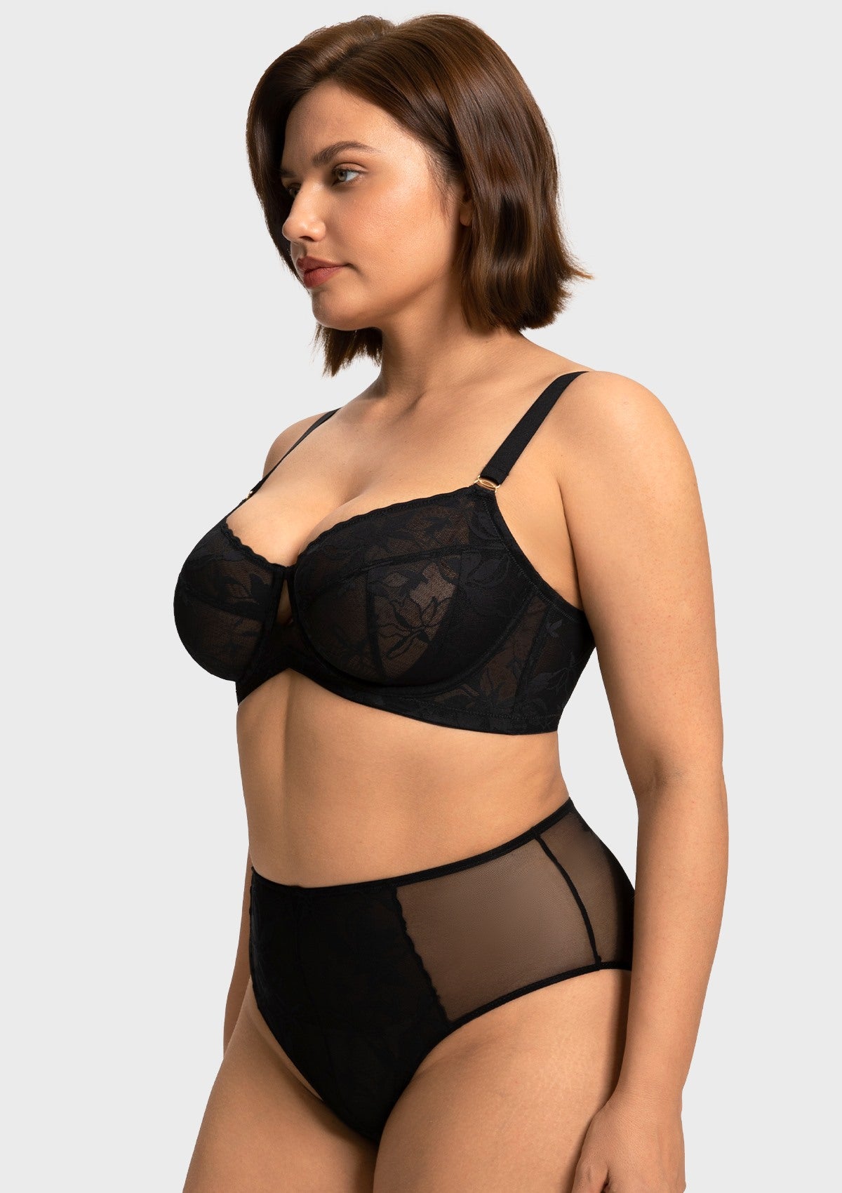 HSIA Petalia Plus Size Seamless Lace Underwire Balconette Demi No Padded Bra with High Elastic Fabric Delicate Lace Trim Cutout & Adjustable Straps - HSIA