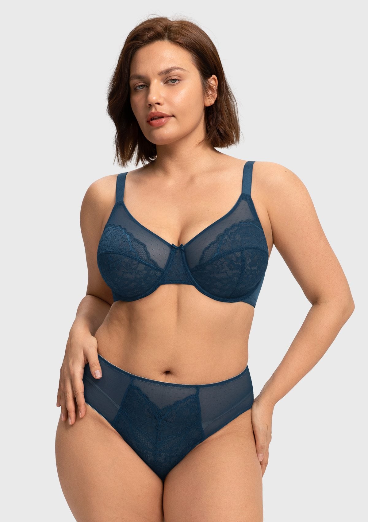 Enchante Cocoa Brown Lace Unlined Full Coverage Underwire Bra