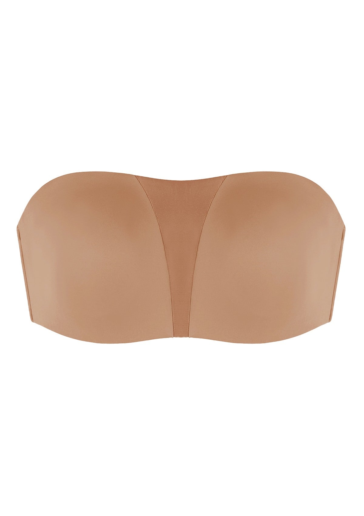 Fiery Unlined Seamless Comfort Underwire Plus Size Bandeau Strapless Coffee Bra - HSIA