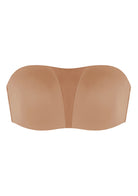 Fiery Unlined Seamless Comfort Underwire Plus Size Bandeau Strapless Coffee Bra - HSIA