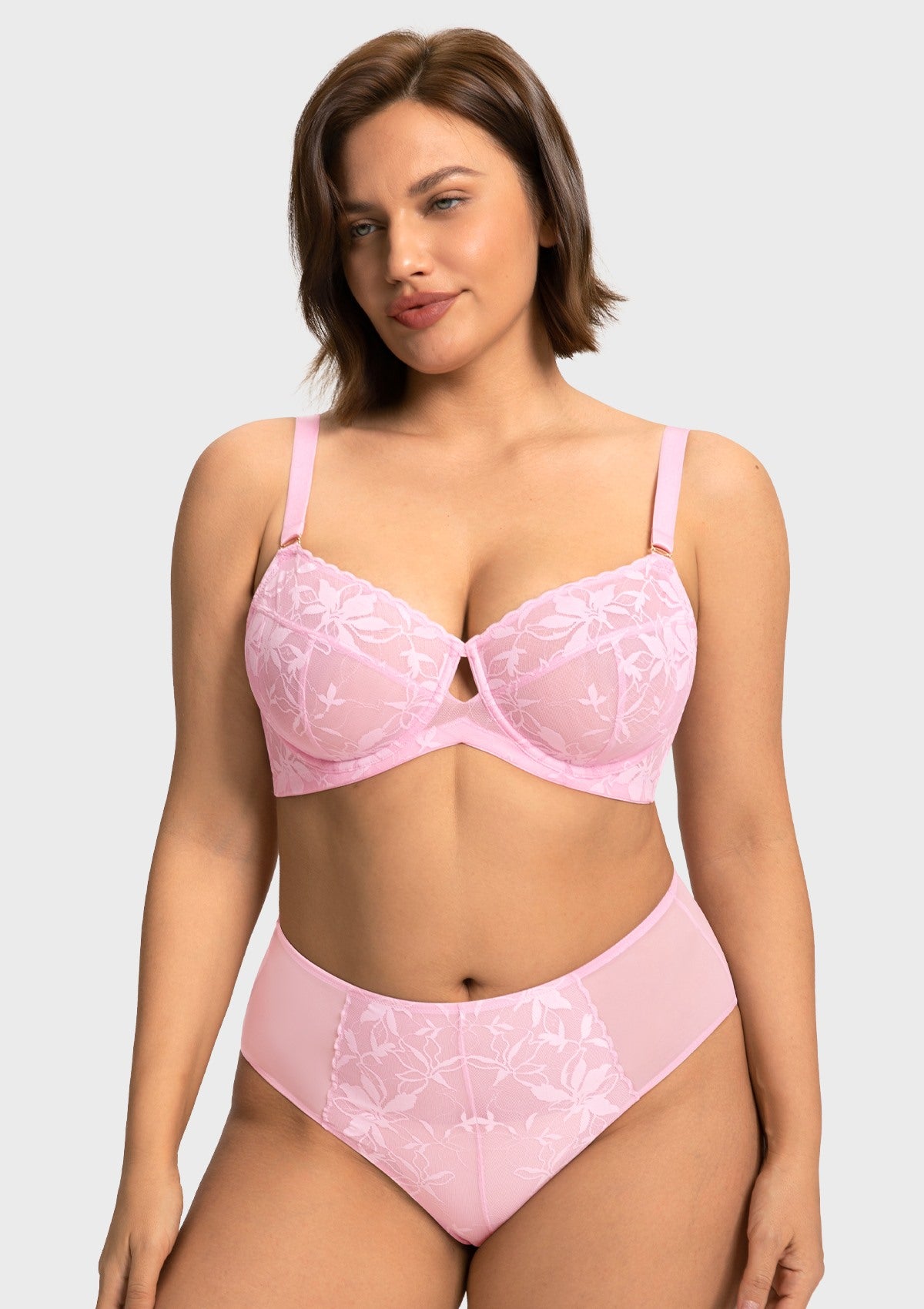 HSIA Petalia Plus Size Seamless Lace Underwire Balconette Demi No Padded Bra with High Elastic Fabric Delicate Lace Trim Cutout & Adjustable Straps - HSIA