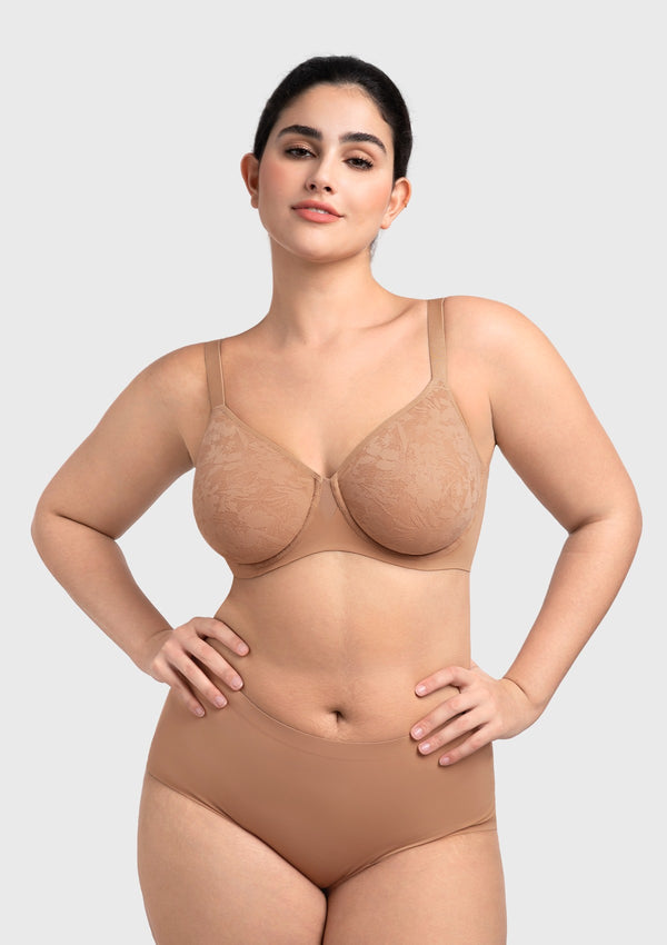 HSIA Auri Seamless Lace Support Bra Full Coverage Underwire Comfort Fit