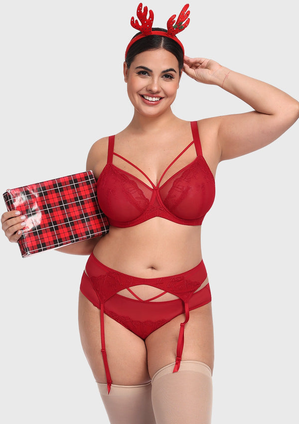 HSIA Renna Holiday Edit Embroidery Red Underwire Bra