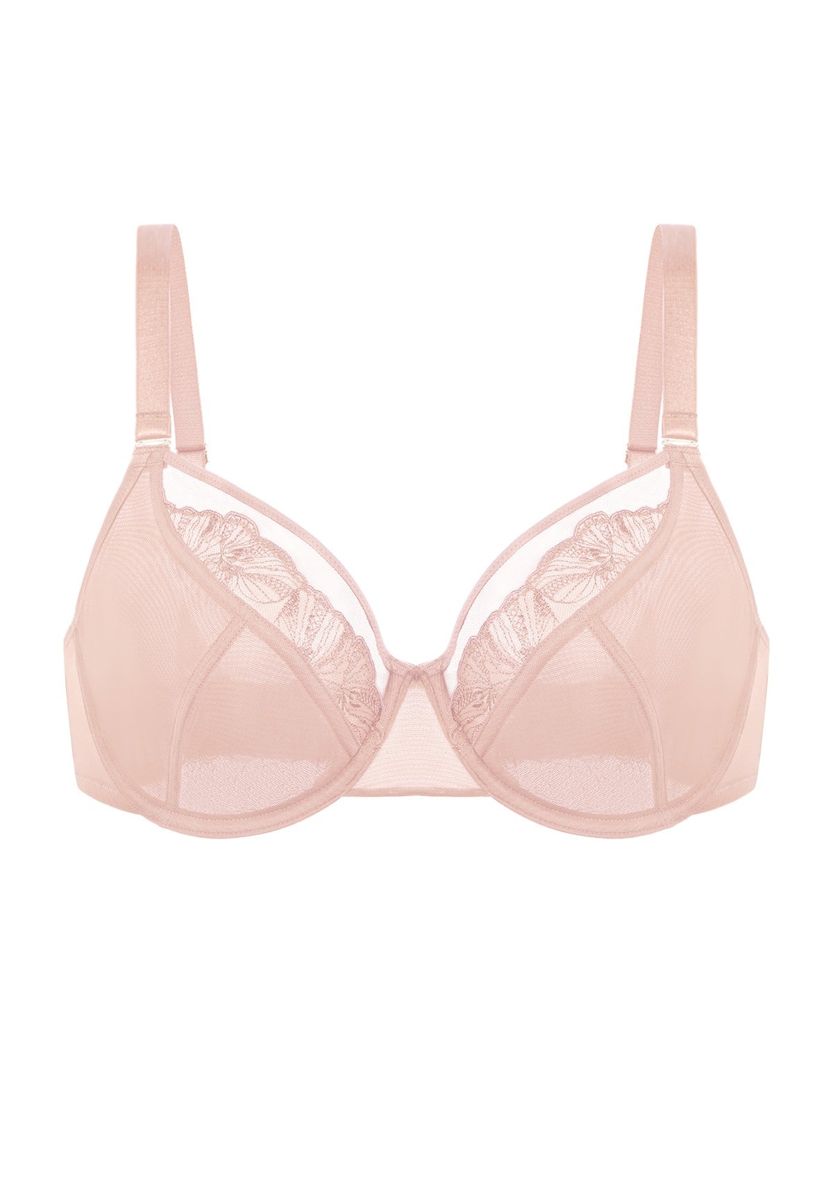 HSIA Yumi Unlined Sheer Embroidery Lace Full Coverage Bra Elegant Sculpting Support