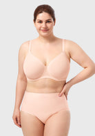 AirMesh Dark Beige Full Coverage Smooth Mesh Lightly Padded Lined Underwire T-Shirt Bra - HSIA