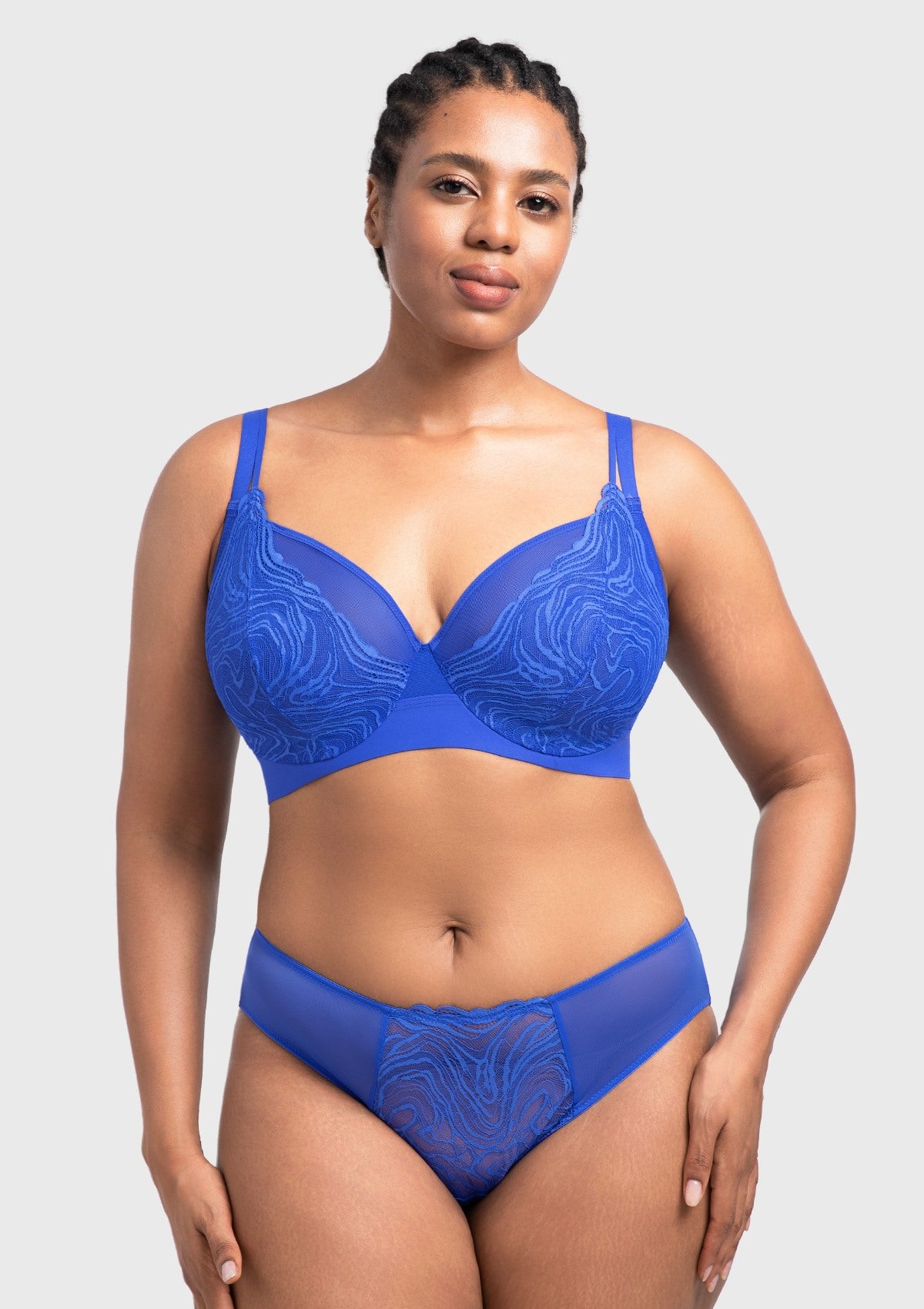 Serenata Flora Linear Lace Sheer Mesh Full Coverage Unlined Underwire Bra - HSIA