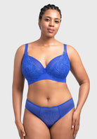 Serenata Flora Linear Lace Sheer Mesh Full Coverage Unlined Underwire Bra - HSIA