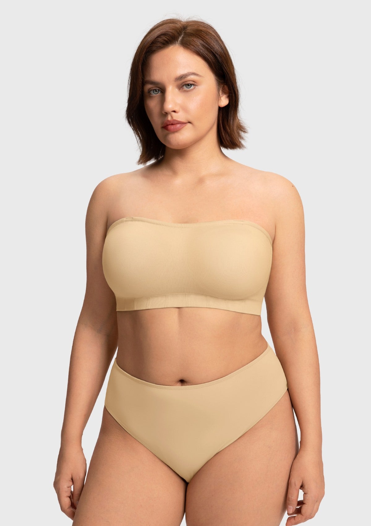 Wireless Plus Size Strapless Bra with Non-Slip Silicone & Moisture-Wicking Cups - HSIA