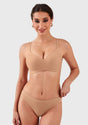 HSIA Ada Buttery Soft V-Neck Wireless Comfortable Bra No Underwire Supportive T-shirt Push Up Bralettes Plunge Seamless - HSIA