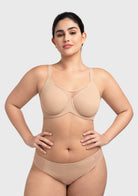 HSIA CoolComfort Plus Size Underwire Smoothing Wide Strap Full Coverage Unlined Minimizer T-shirt Bra - HSIA
