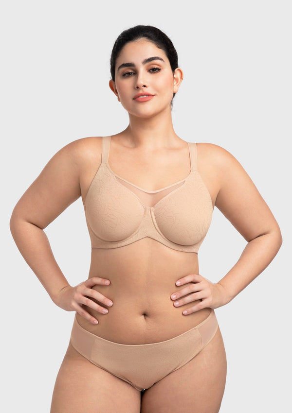HSIA CoolComfort Plus Size Underwire Smoothing Wide Strap Full Coverage Unlined Minimizer T-shirt Bra