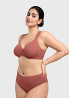 (Cardi B recommends)Joan Ultimate Soft Dark Beige T-shirt Unlined Minimizer Bra - HSIA