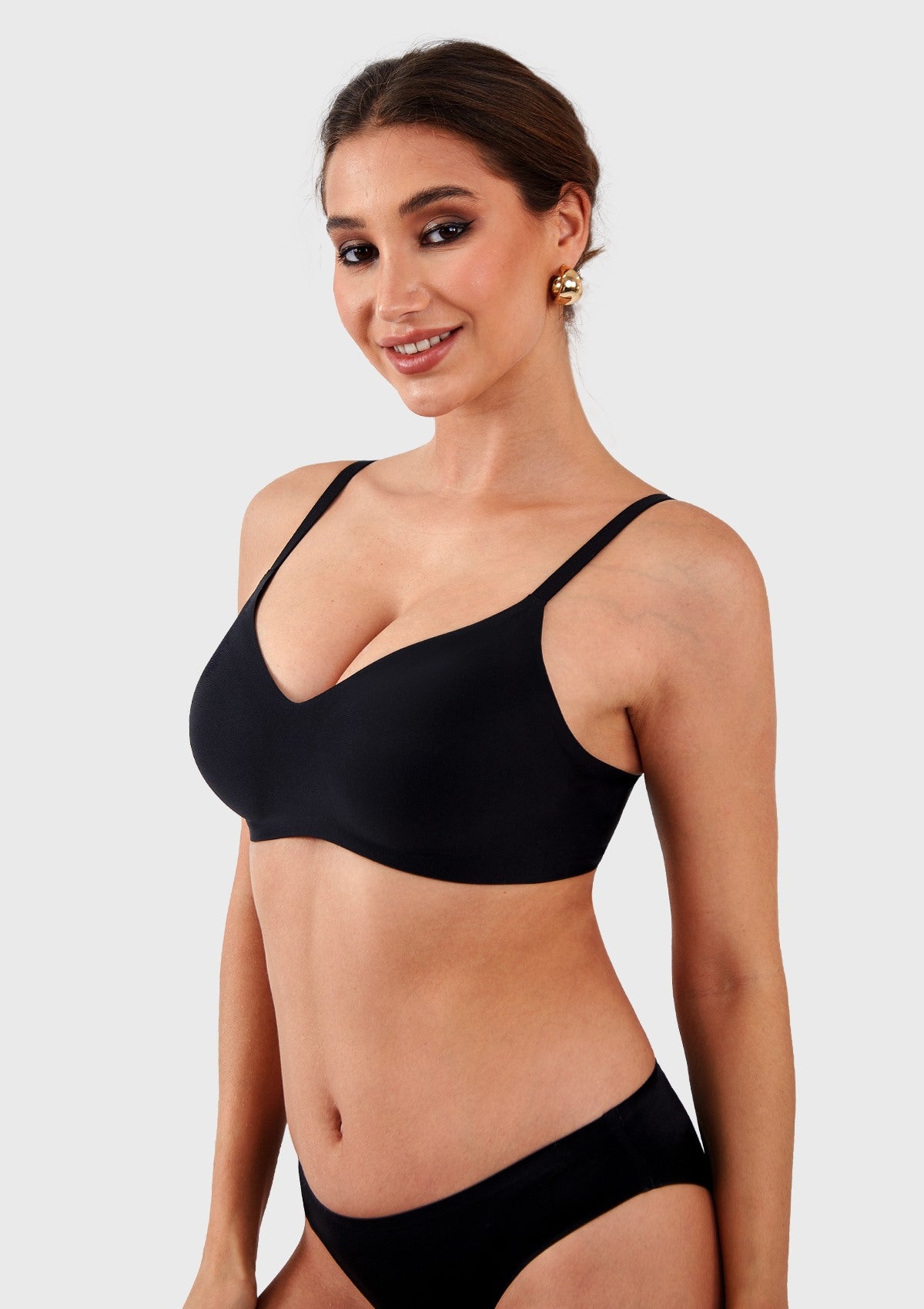 HSIA Ada Buttery Soft V-Neck Wireless Comfortable Bra No Underwire Supportive T-shirt Push Up Bralettes Plunge Seamless - HSIA