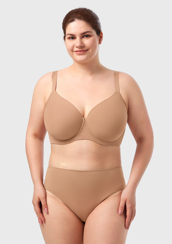 AirMesh Dark Beige Full Coverage Smooth Mesh Lightly Padded Lined Underwire T-Shirt Bra