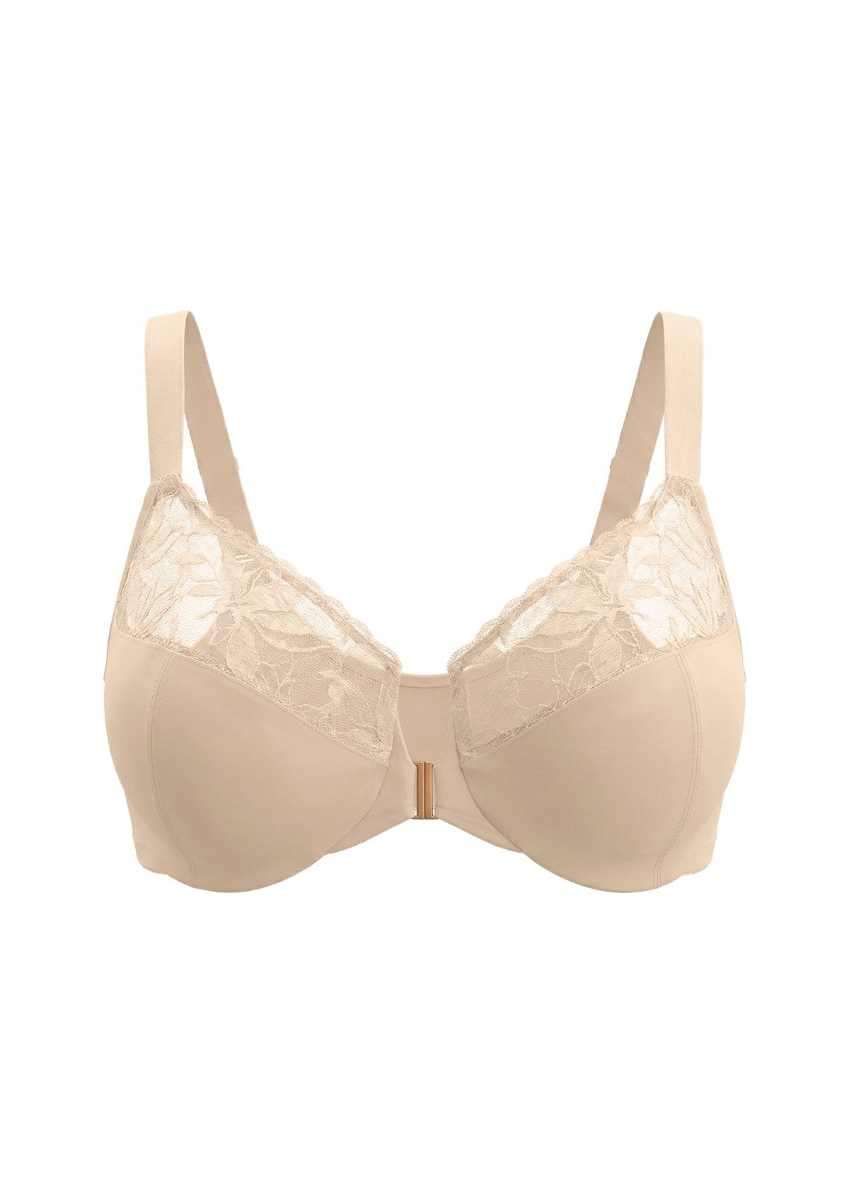 HSIA Anemone Unlined Plus Size Front Closure 3/4 Cup Underwire Back Support Bra Lace Trim for Sculpted Lift Womenswear