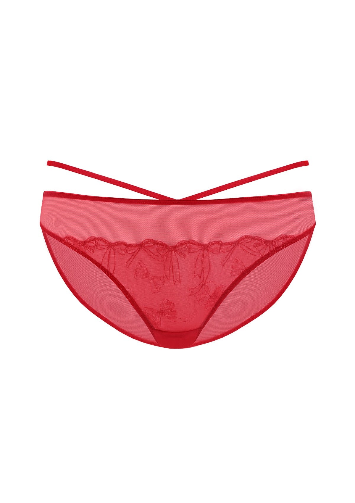 HSIA Renna Holiday Embroidered Red Mesh Brief Underwear - HSIA