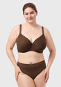 AirMesh Dark Beige Full Coverage Smooth Mesh Lightly Padded Lined Underwire T-Shirt Bra - HSIA