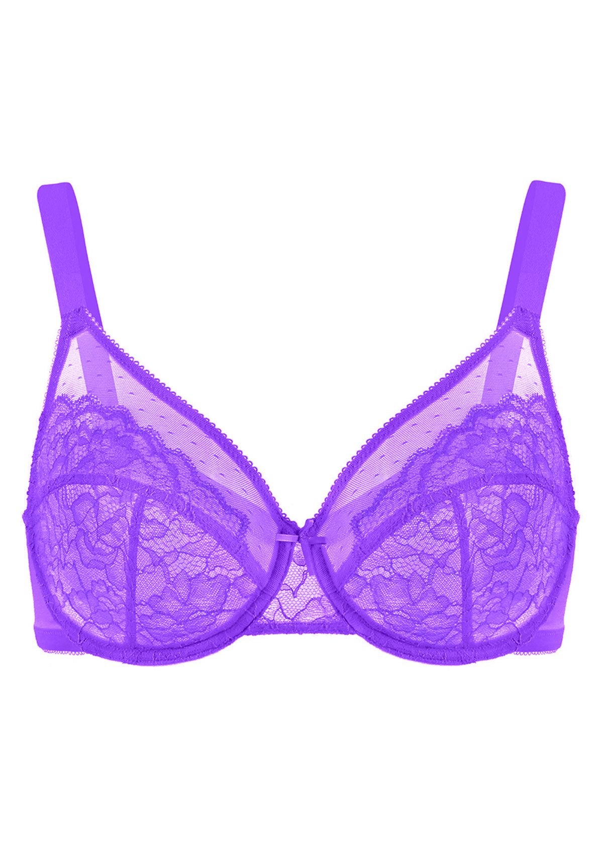 Enchante Petal Vine Lace Minimizer Bra - Black Underwire | HSIA