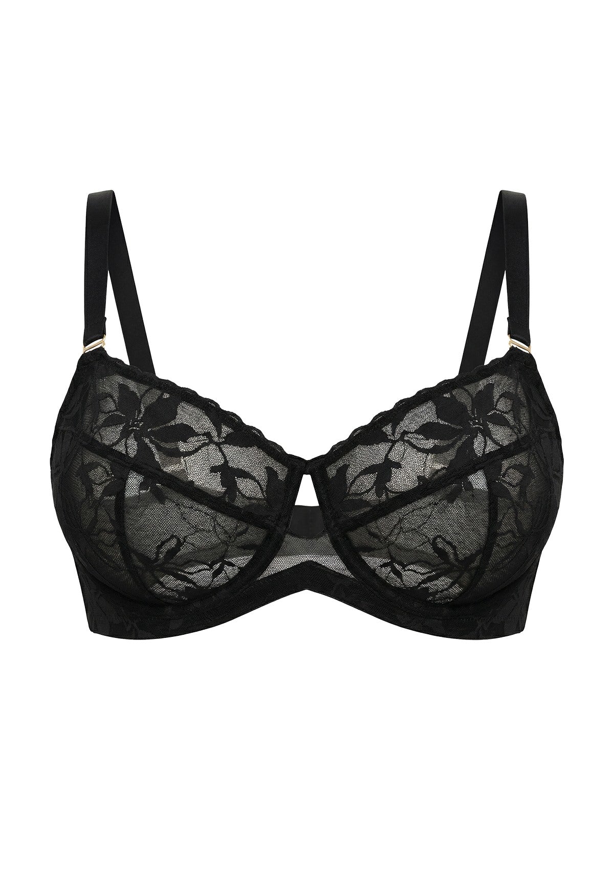 HSIA Petalia Plus Size Seamless Lace Underwire Balconette Demi No Padded Bra with High Elastic Fabric Delicate Lace Trim Cutout & Adjustable Straps - HSIA