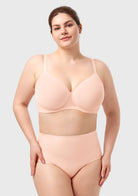 AirMesh Dark Beige Full Coverage Smooth Mesh Lightly Padded Lined Underwire T-Shirt Bra - HSIA