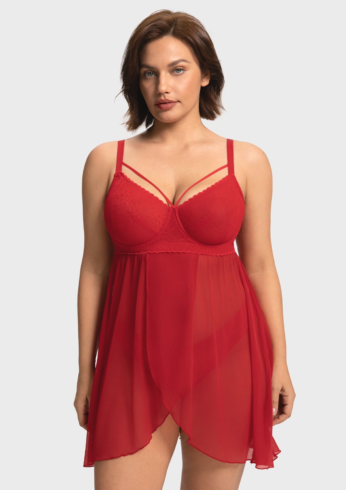 Romantic Lace Underwire Babydoll for Special Nights Black / L