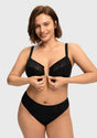 HSIA Anemone Unlined Plus Size Front Closure 3/4 Cup Underwire Back Support Bra Lace Trim for Sculpted Lift Womenswear