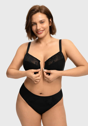 HSIA Anemone Unlined Plus Size Front Closure 3/4 Cup Underwire Back Support Bra Lace Trim for Sculpted Lift Womenswear - HSIA