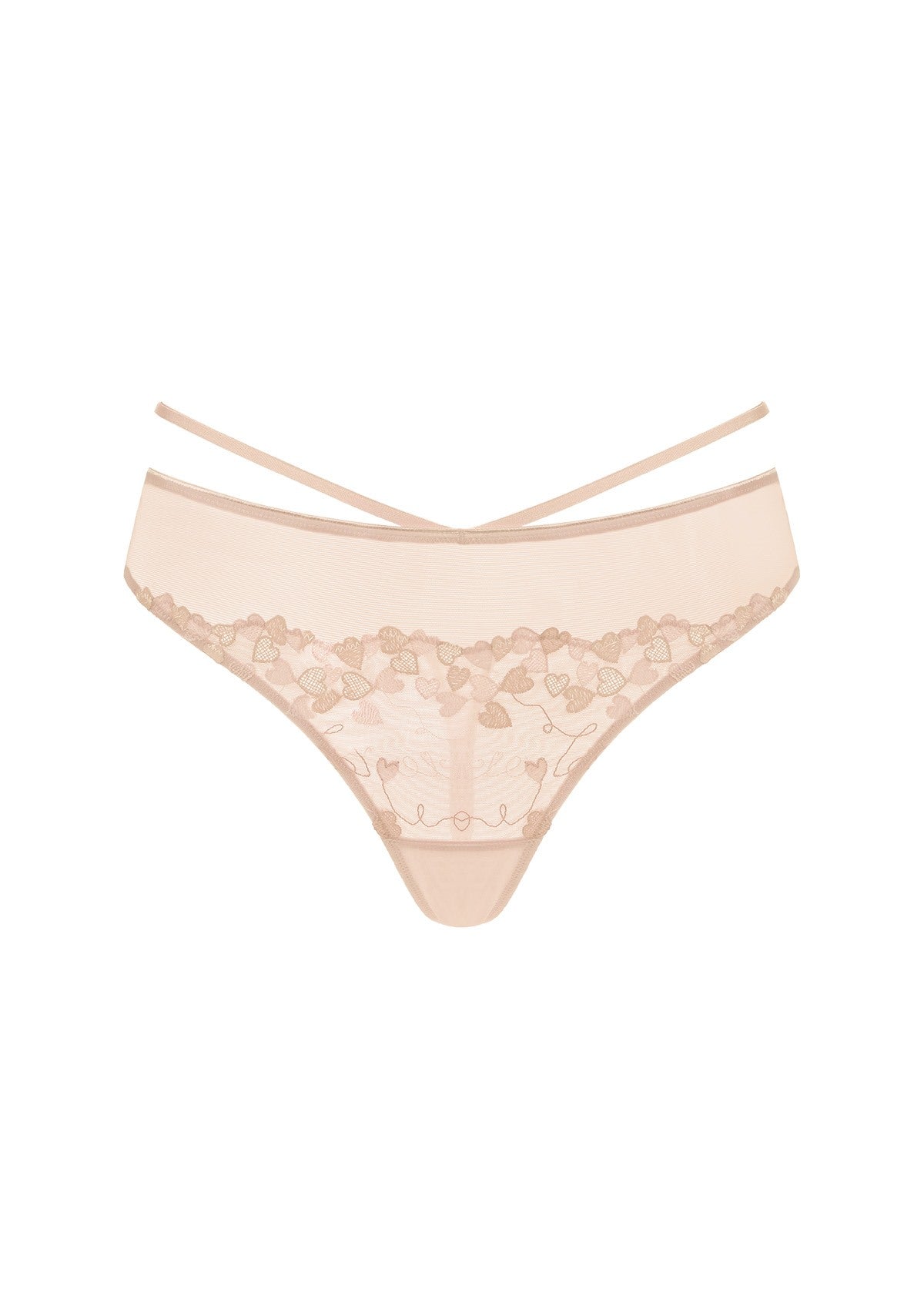 HSIA Renna Holiday Embroidered Pink Mesh Thong Underwear - HSIA
