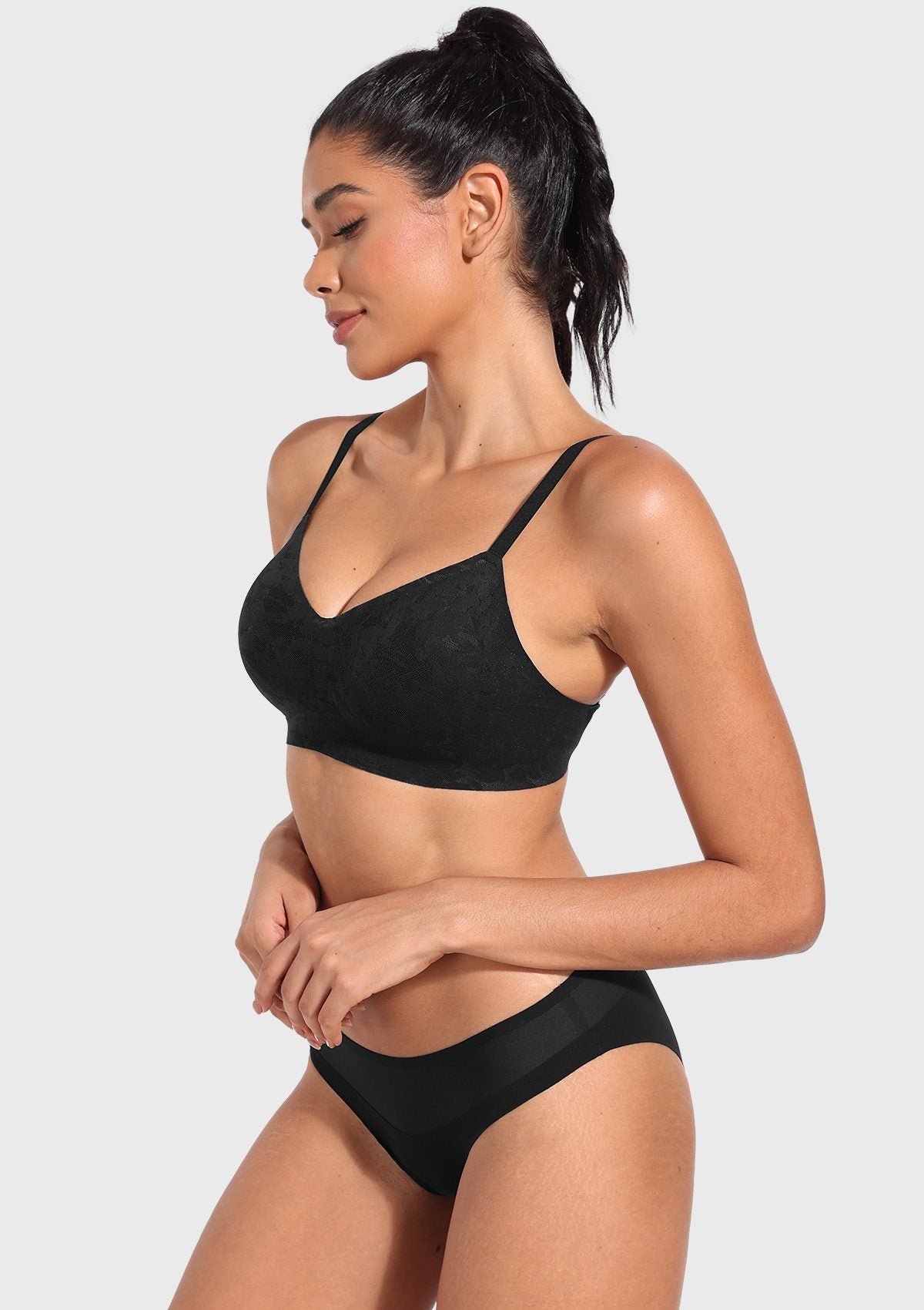 Wireless Seamless Comfort Bralette Full Coverage V-neck for Backless - HSIA