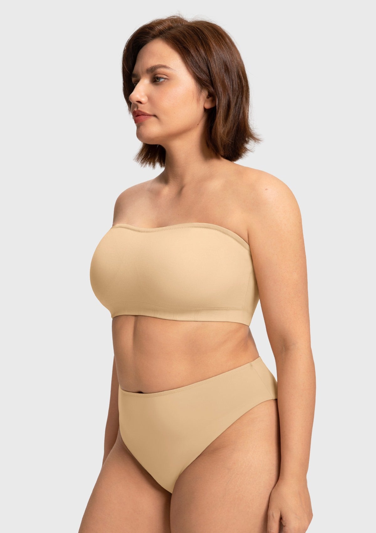 Wireless Plus Size Strapless Bra with Non-Slip Silicone & Moisture-Wicking Cups - HSIA