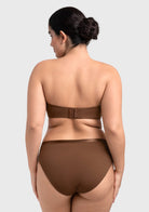 Fiery Unlined Seamless Comfort Underwire Plus Size Bandeau Strapless Coffee Bra - HSIA