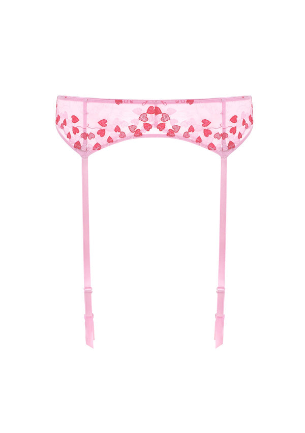 HSIA Renna Holiday Edit Embroidered Pink Garter Belt
