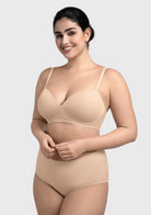 Comfortable Wireless Push Up Plunge Bra with Padded V Lift - HSIA