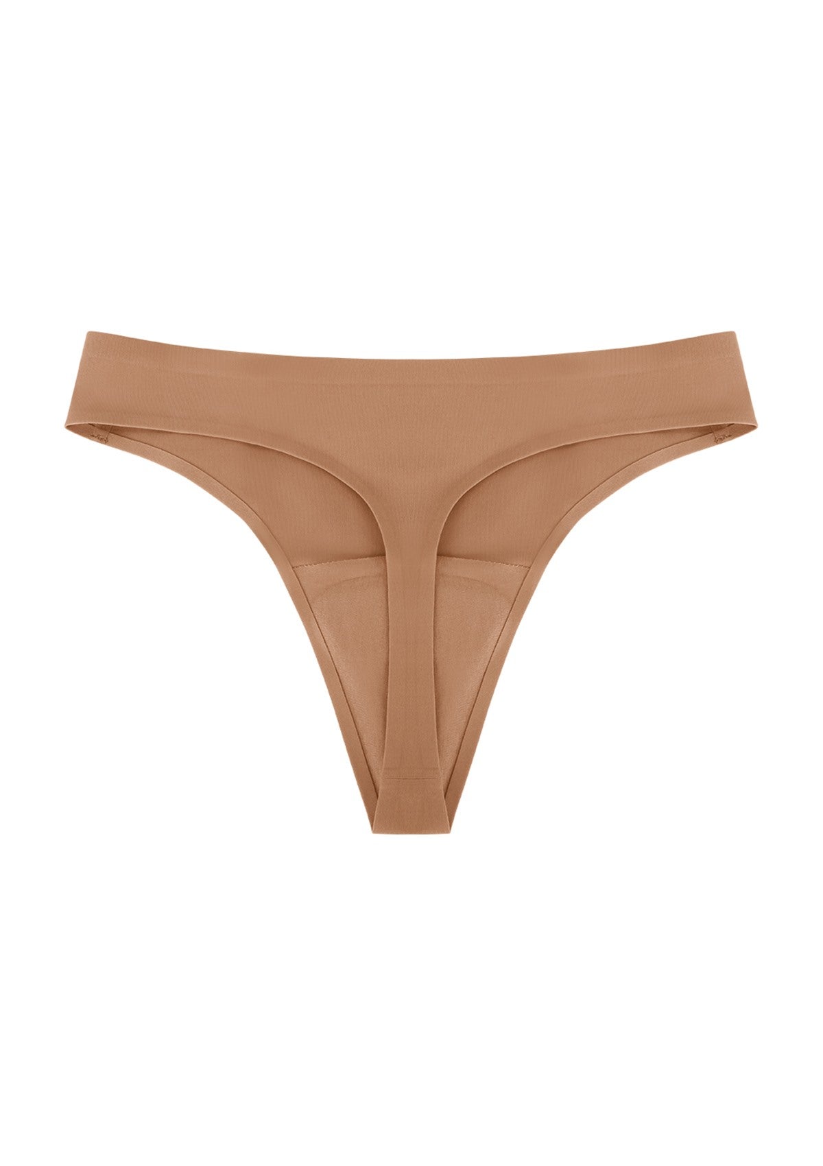 3D model of the Coffee anti-camel toe thong, emphasizing the lightweight, breathable, and moisture-wicking materials.