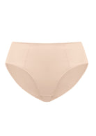 Studio flat lay of the Light Beige HSIA CoolComfort smooth mid-rise brief, an essential invisible layer crafted from premium microfiber.