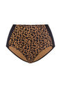 Studio view of the Black Leopard Print HSIA CoolComfort tummy control brief, featuring a chic pattern combined with light shaping support for everyday wear.