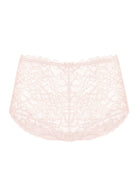 3D render of the HSIA dusty peach lace high waist panties, showcasing the sophisticated layered lace and hygienic pure cotton crotch.