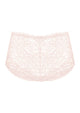 3D render of the HSIA dusty peach lace high waist panties, showcasing the sophisticated layered lace and hygienic pure cotton crotch.