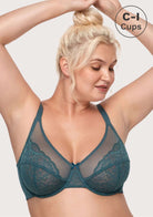 (Cardi B recommends)HSIA Enchante Lace Soft Mesh Blue Unlined Underwire Bra - HSIA