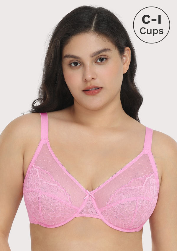 HSIA Minimizer Bra for Women - Plus Size Bra with Underwire Woman's Full  Coverage Lace Bra Unlined Non Padded Bra,Rose Cloud,40H 