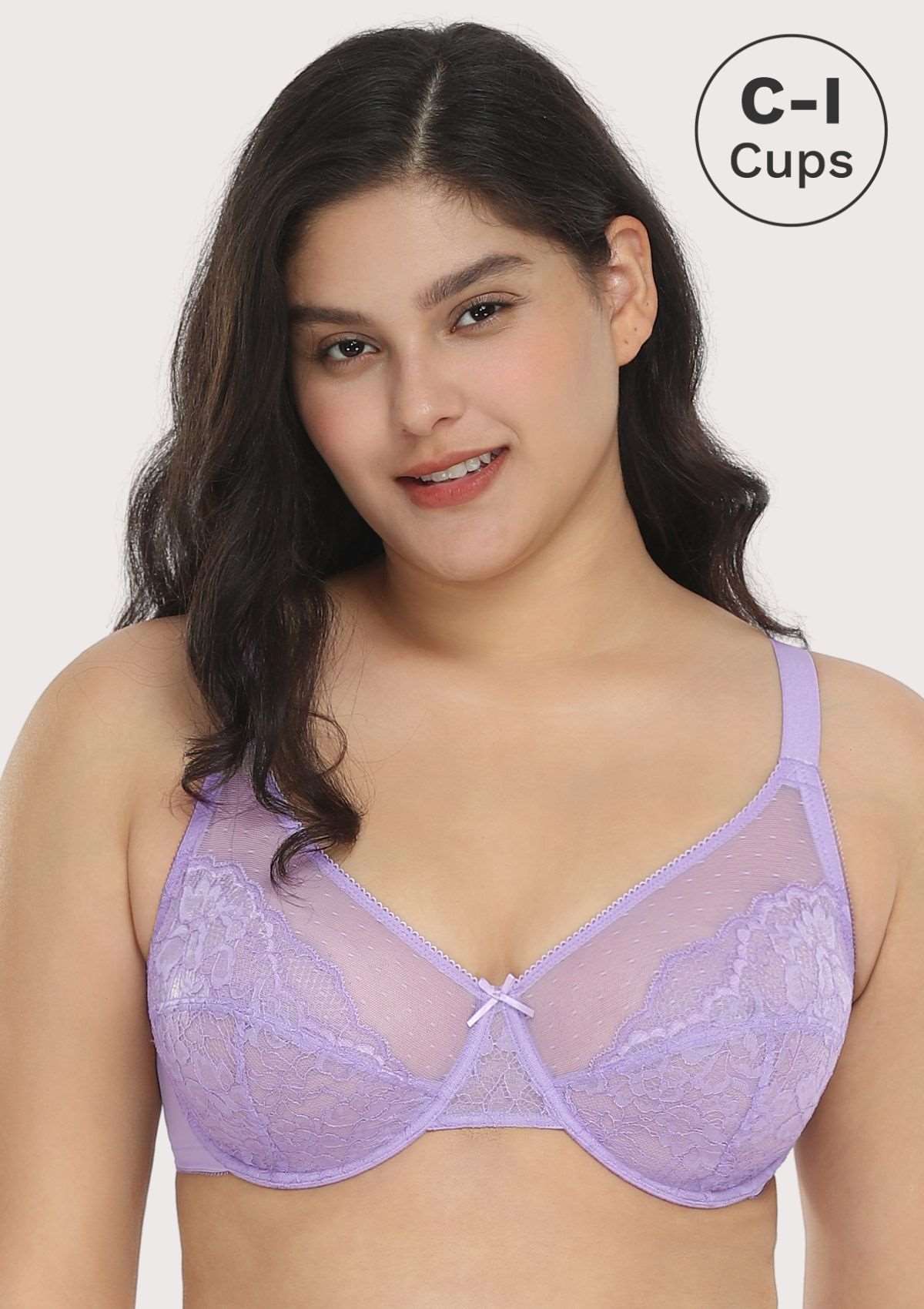 (Cardi B recommends)Enchante Purple Unlined Lace Underwire Bra Set - HSIA