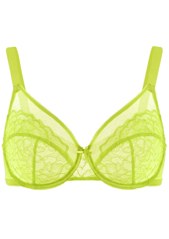 HSIA Enchante Unlined Lime Green Lace Underwire Bra Set