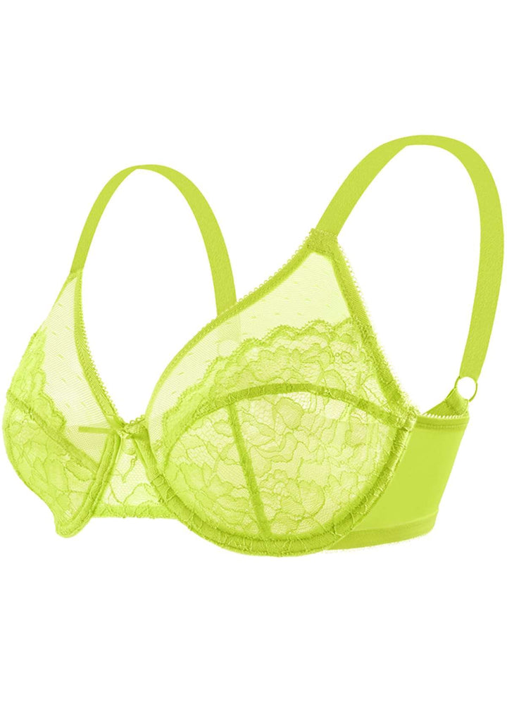 HSIA Enchante Unlined Lime Green Lace Underwire Bra Set